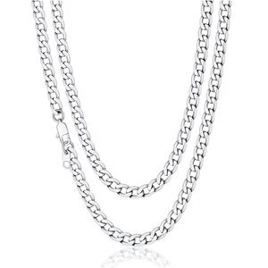 SUPLIGHT Cuban Link Chain Necklace Stainless Steel 6mm 18” Length